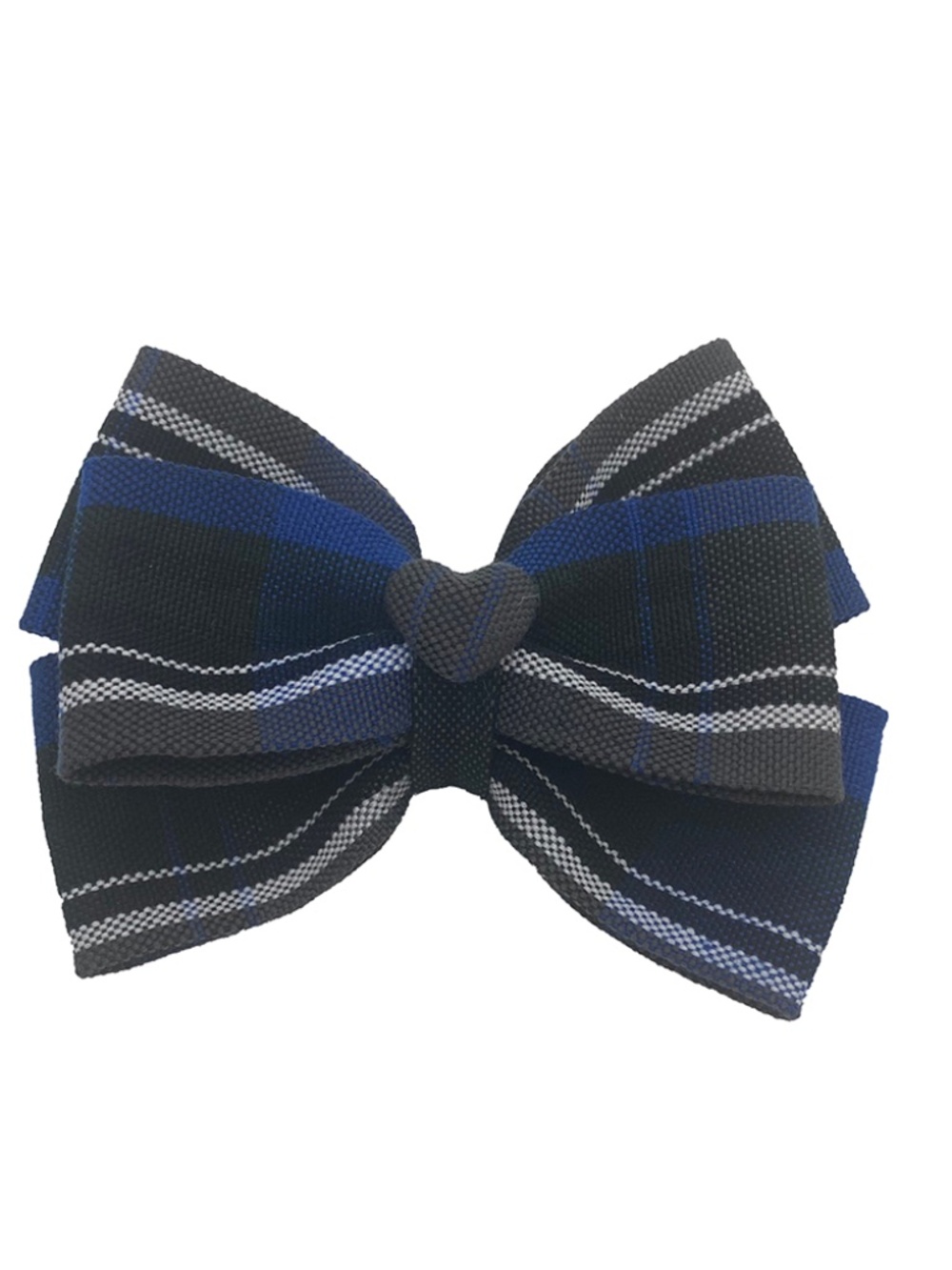 Back to School Uniform Plaid Small Bow with Heart Button Center- Plaid 32 62